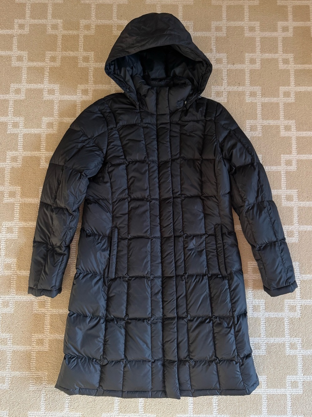 The North Face 550 Goose Down Hooded Long Puffer Parka Winter Coat Black Large - Picture 16 of 16